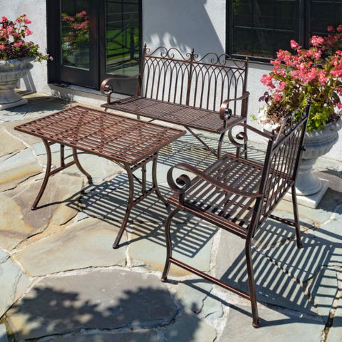 "Valley Forge" Three Piece Garden Furniture Set in Antique Bronze