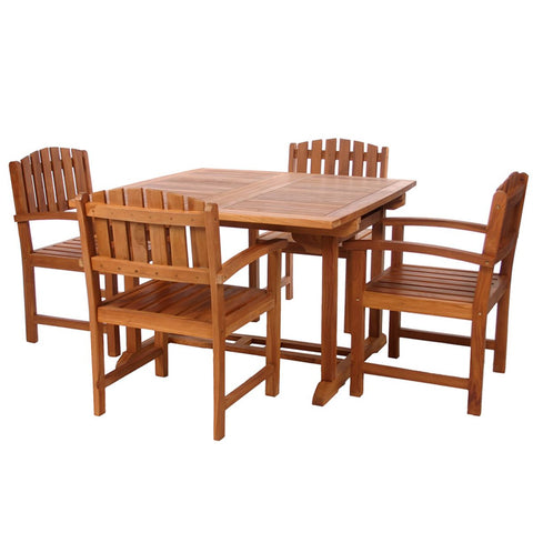 5-Piece Butterfly Dining Table Chair Set in Teak