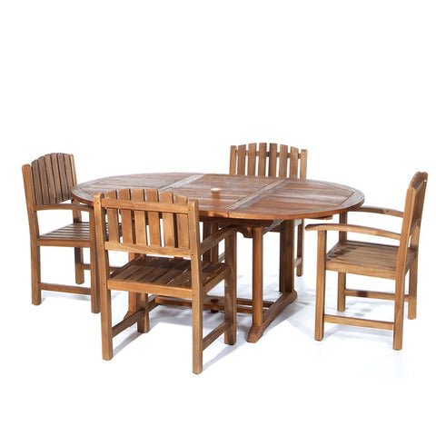 5-Piece Oval Dining Chair Teak Set