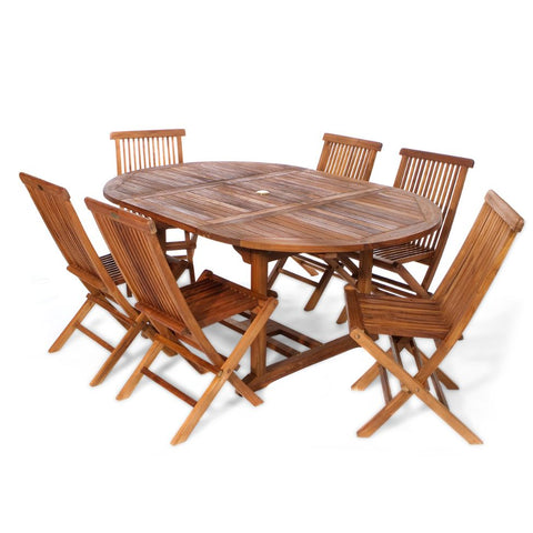 7-Piece Oval Table & Folding Chair Teak Set