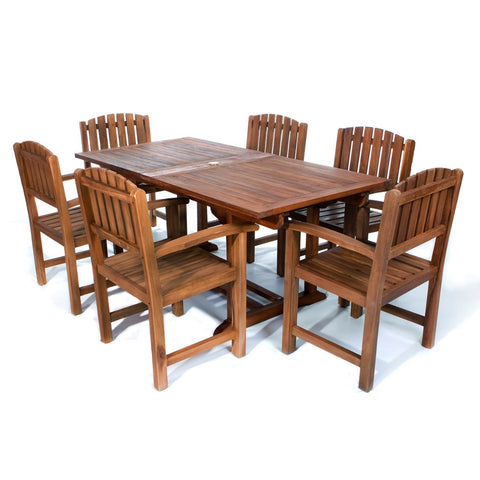 7-Piece Teak Rectangle Table & Dining Chair Set