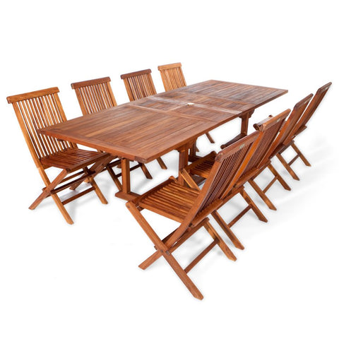 9-Piece Rectangle Table & Folding Chair Teak Set