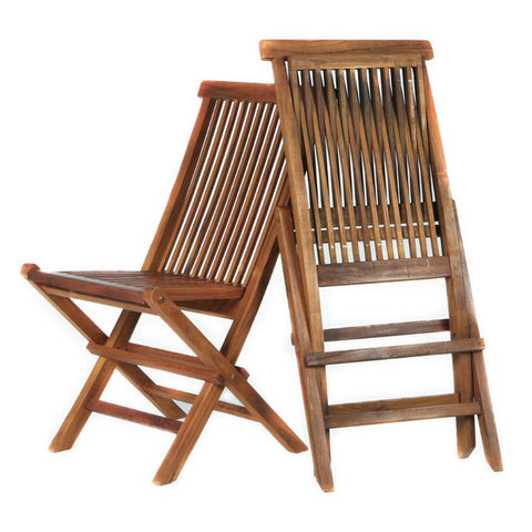Folding Chair Set Pair in Teak with Java Finish