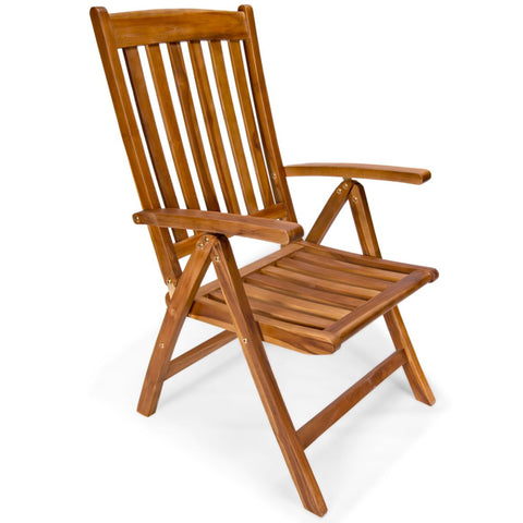 5 Position Folding Arm Chair in Teak Wood