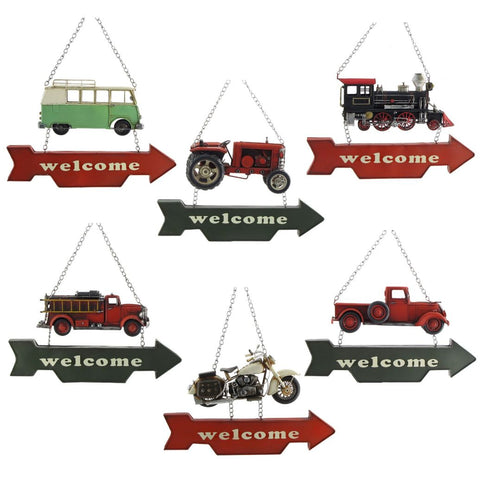 Assorted Vintage Automobile Iron Hanging WELCOME Signs
