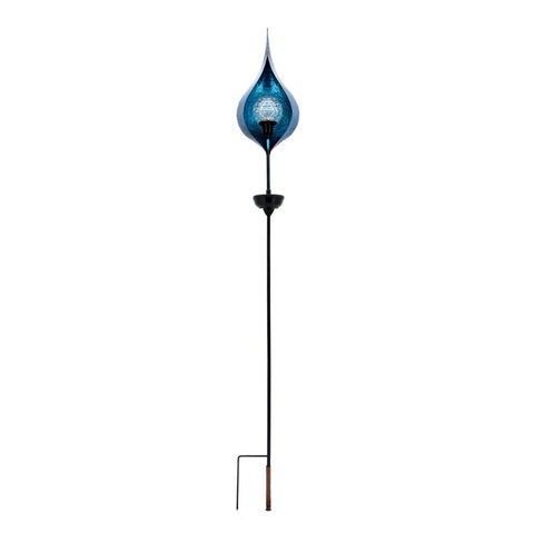 Raindrop Solar Garden Stake with Spinning LED Blue Orb