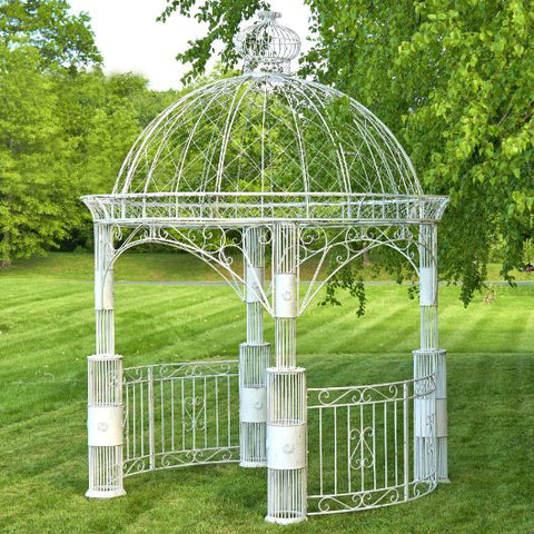 Large Round Dome Top Arch Roof Iron Garden Gazebo Elegant "Zina"