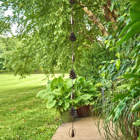 6 ft Long Bronze Iron Hanging Rain Chains | Choose from 12 Designs!