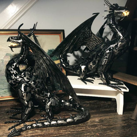 Metal Dragon Statues