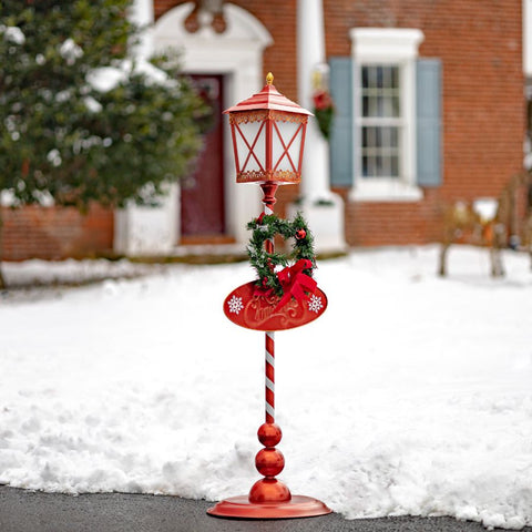 Standing Solar Iron Christmas Lantern and Sleigh Decorations