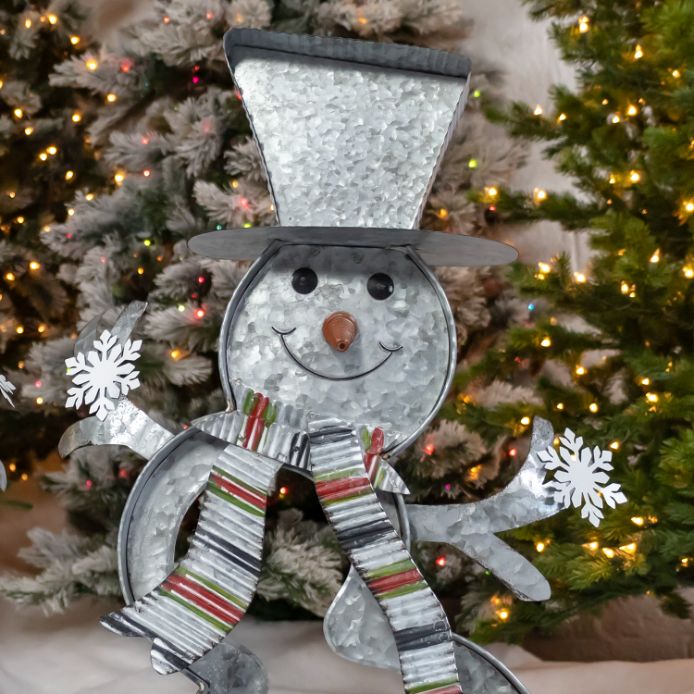 Metal Snowman Stackable Metal Snowmen Decorations Red Green Christmas Trees & Reindeer | Set o ...