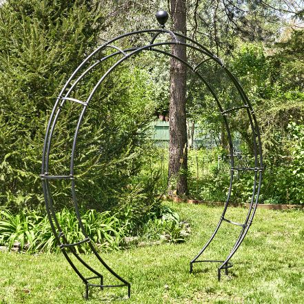 Tall Iron Moon Gate Arch Walkway Passway Plant Stands