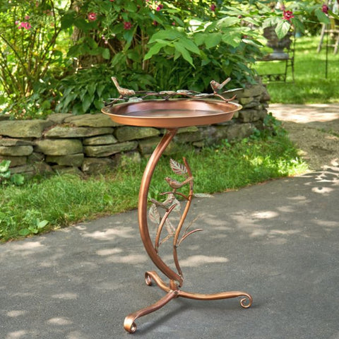 Shallow Finished Birdbath on Branch Stand