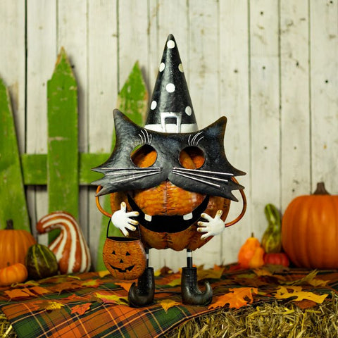 Cute Metal Pumpkin Figurines Cat Ghost Wizard Jack-O-Lanterns Halloween