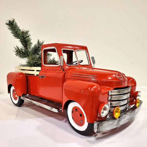 Retro Glossy Red Metal Truck Christmas Decorations | Hand Painted