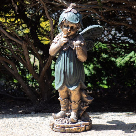 Fairy Angel Child Garden Lawn Statues Antique Look Bronze Like 2 Ft Tall