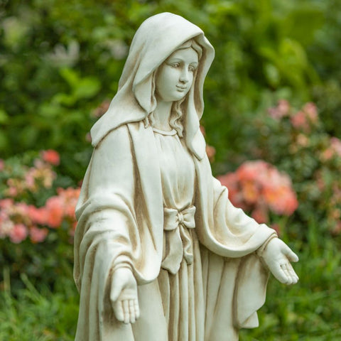 Virgin Mary Christian Catholic Garden Statue Figurine Open Arms | 3 Ft Tall Metal
