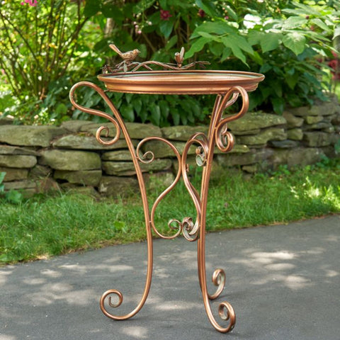 Shallow Antique Birdbath with Three Leg Stand