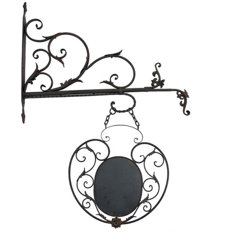 Scrolled Iron Hanging Metal Sign Holder and Post Blackboard
