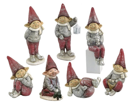 Set of 7 Red Hat Christmas Elves "The Connors"