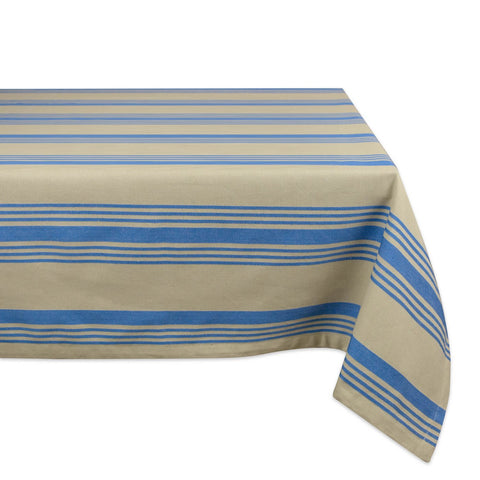 Sailor Blue Striped Tablecloth | Taupe Beige | Square 52x52 or 60x84