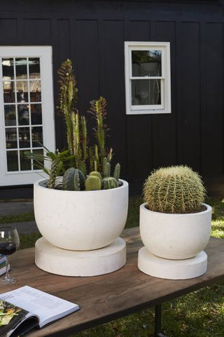 Hodges Planter Pots White Concrete Cement Outdoor Succulent Cactus