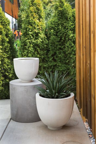 Lara Pots Outdoor White Stone Plant Pots Water Tight Frost Resistant