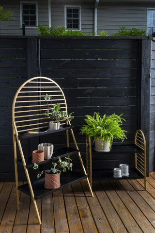 Malfoy Plant Stand and Shelf Tiered Multi Level Ladder Gold Black