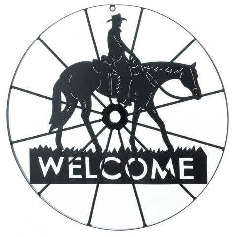 Welcome Sign Cowboy Wagon Wheel Horse | Country Theme