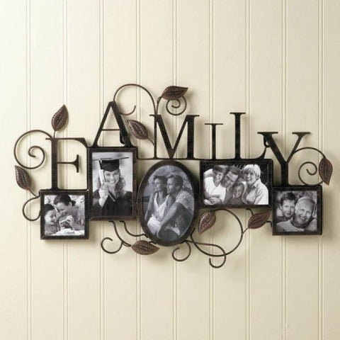 FAMILY Wall Frame - Fits 5 Photos | Iron Metal Glass