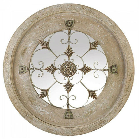Antique-Look Country Wall Mirror | Whitewashed Beige