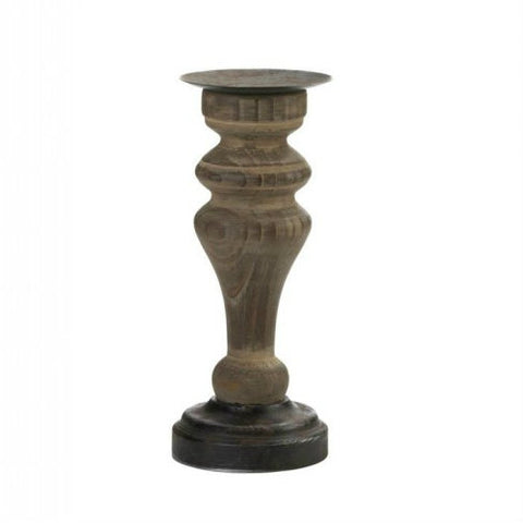 Antique-Style Wood Pillar Candle Holder Stands