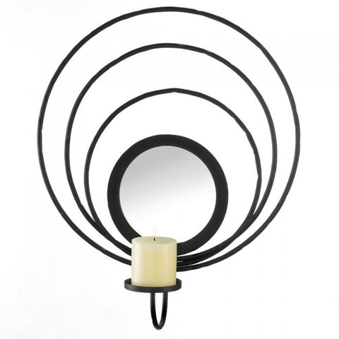 Black Metal Wall Sconce & Mirror Circles in Circles