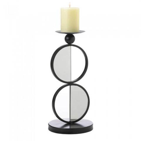 Half-Circle Mirrored Candle Holders - Double Single