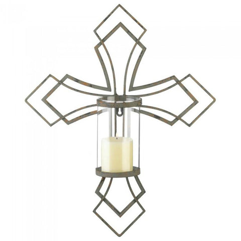 Contemporary Cross Candle Holder Wall Sconce