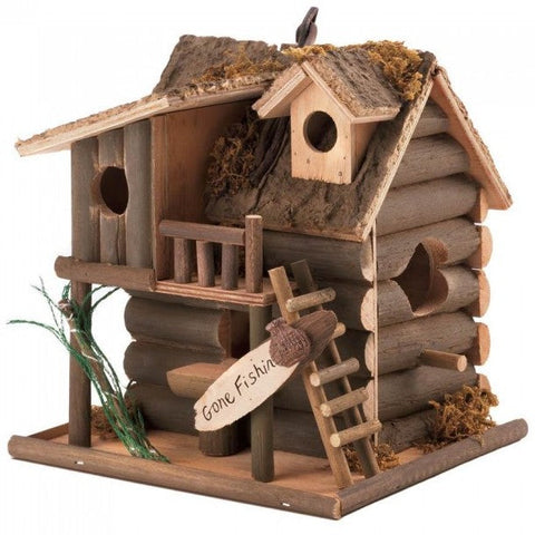 Log Wood Cabin Birdhouse Feeders | Cottage House Feeder