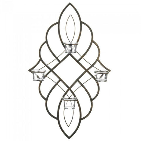Regal Iron Wall Sconce with Four Glass Candle Cups | Tealight Candles