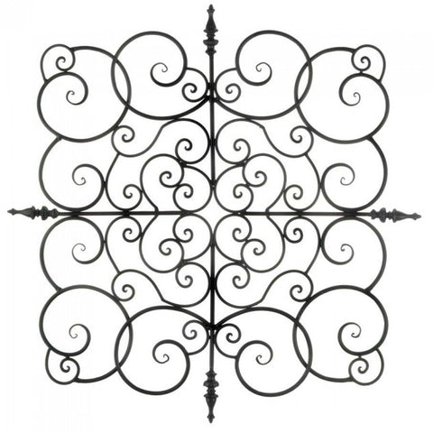 Square Scrolled Iron Wall Plaque | Metal Wall Art Decor | Abstract