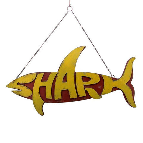 Hanging Metal Shark Sign in 3 Assorted Colors