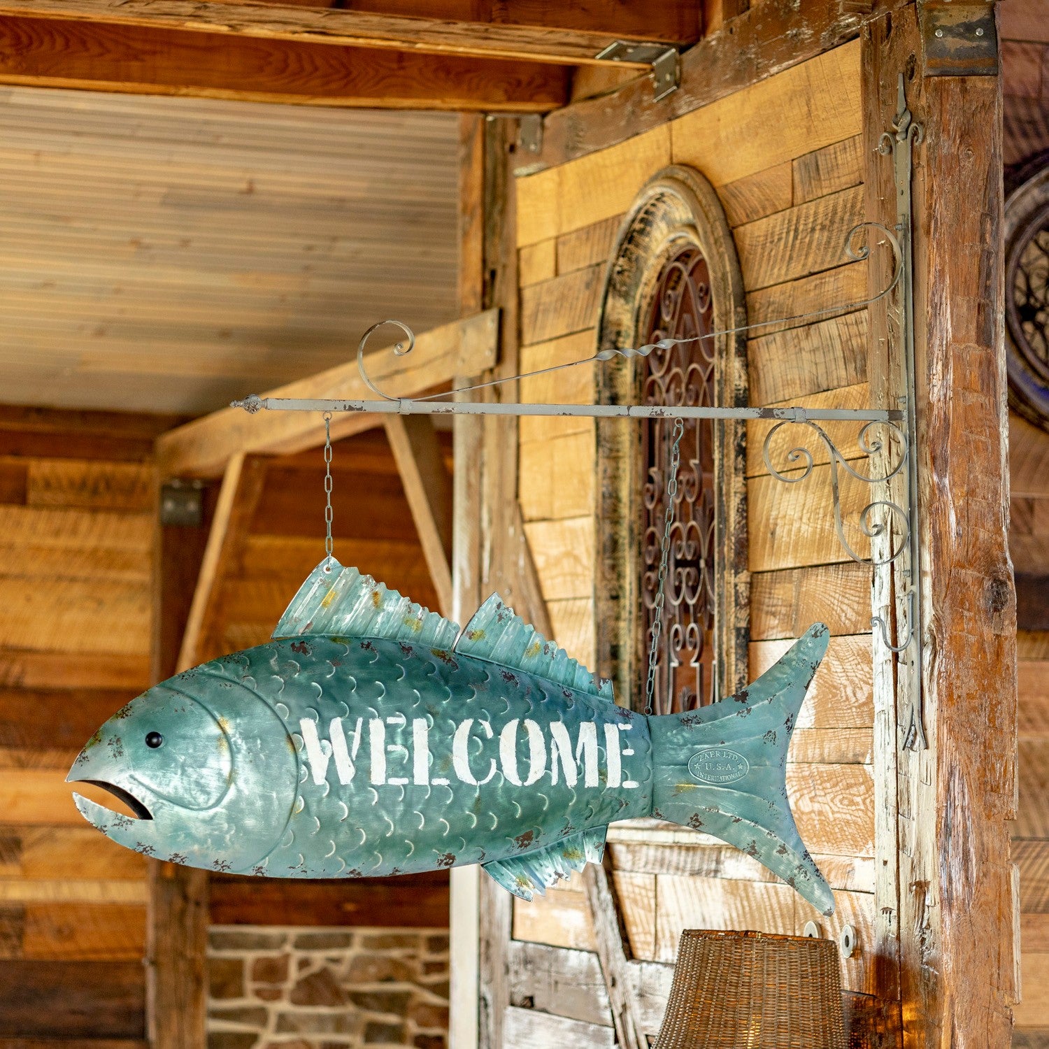 Large Hanging Fish Welcome Sign Wall Mounted Decor