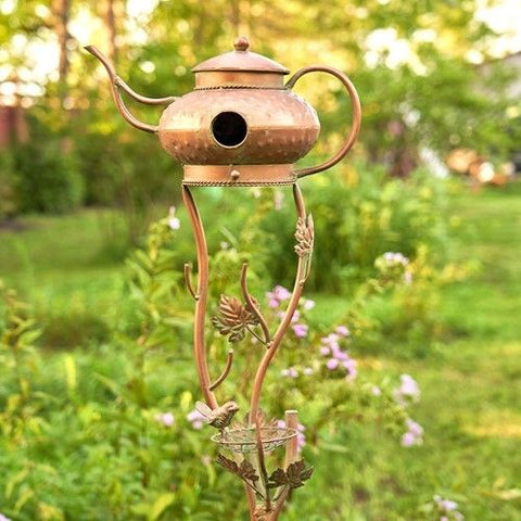 Antique Copper Teapot Kettle Watering Can Birdhouse Garden Stakes | 5 Designs!