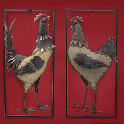 Rooster and Hen Hanging Wall Decor (Set of 2)
