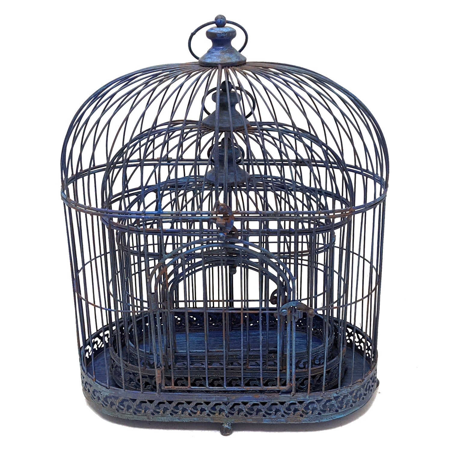 5H0492 Bird Cage Decoration 40x32x60 cm Blue Wood Rectangle Decorative  Birdcage