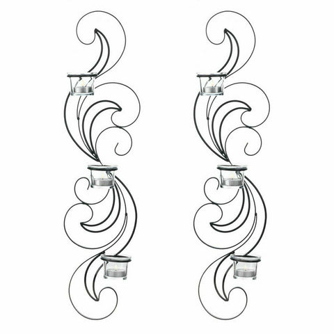 Flourishing Candle Sconce Pair | Three Glass Cups