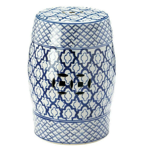 Blue and White Ceramic Stool Decor Stand