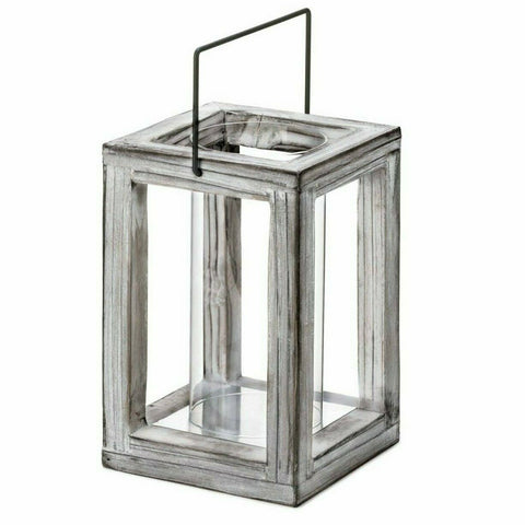 Rustic Wood Candle Lanterns | Rectangle | Glass Panel