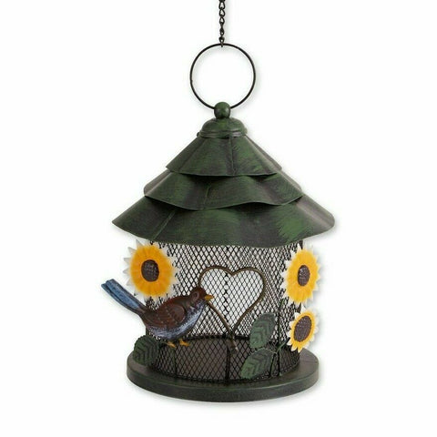 Cheerful Sunflower Hanging Bird Feeder with Chain