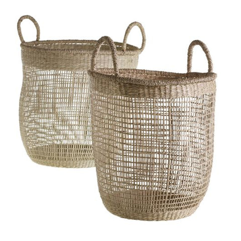 Collier Basket Natural Fiber Woven Weave Plant Baskets with Handles 15 inches
