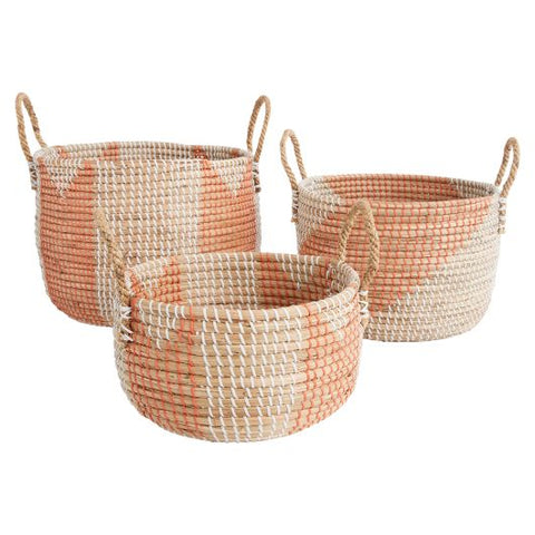 Arias Summer Basket Seagrass Woven Natural Fiber Baskets Set of 3